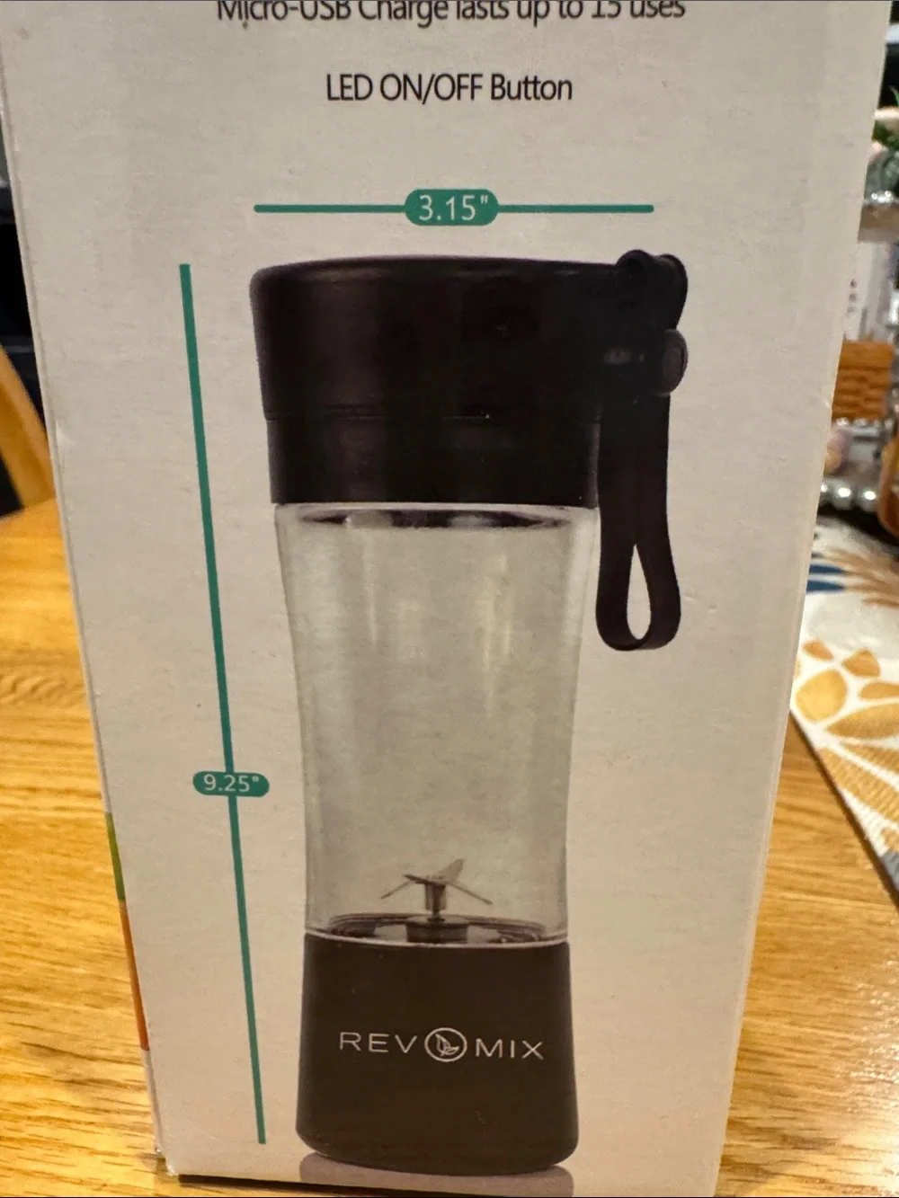 Handy Gourmet Black RevMix Portable  Dorm Room Rechargeable Blender BPA Free